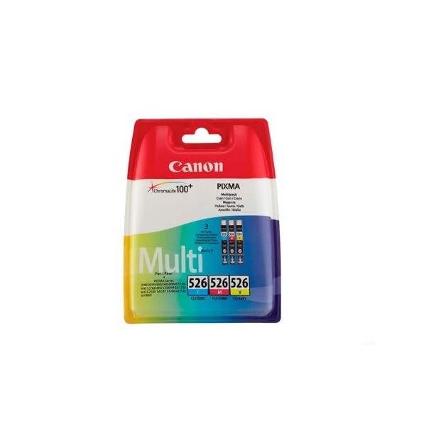 KIT 3x TINTEIROS CANON CLI526 (C/M/Y) ORIGINAL