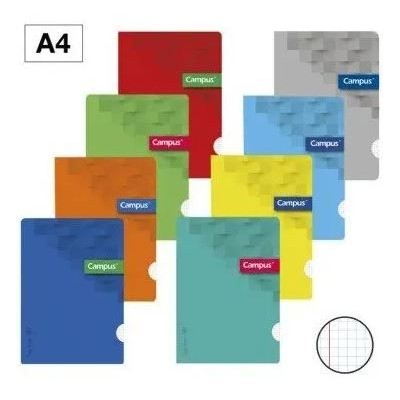 CADERNO AGRAFADO CAMPUS CAPA COLORIDA SORTIDAS PLASTIFICADA A4 48FLS 90GR QUADRICULADO