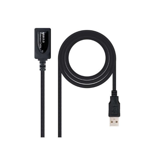 CABO EXTENSAO USB 2.0 AMPLIFICADO USB-A (M) a USB-A (F) NANOCABLE 10MT -  PRETO
