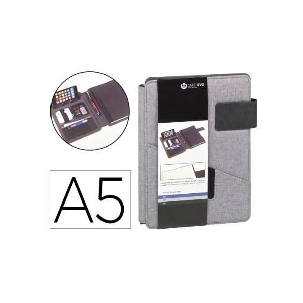 PORTA NOTAS A5 CARCHIVO VENTURE "PREMIUM" - CINZA