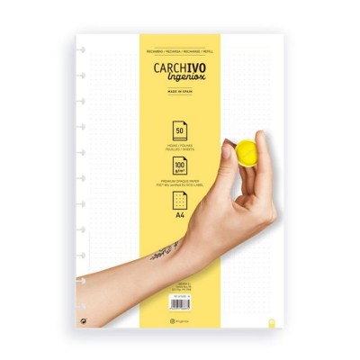 BLOCO RECARGA A4 100gr. 50FLS PONTILHADO -  P/ CADERNO INTELIGENTE INGENIOX