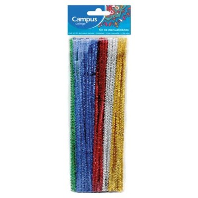 BLISTER C/ 30 x CHENILLE / LIMPA CACHIMBOS CAMPUS 30cm CORES SORTIDAS C/ GLITTER