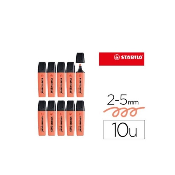 MARCADOR FLUORESCENTE STABILO BOSS 70/140 PASTEL CORAL