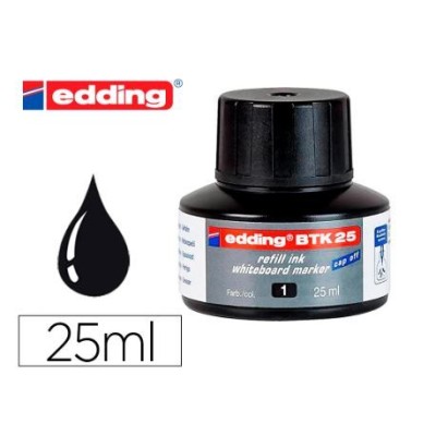 RECARGA TINTA 25ML P/ MARCADOR QUADRO BRANCO EDDING 660 PRETO
