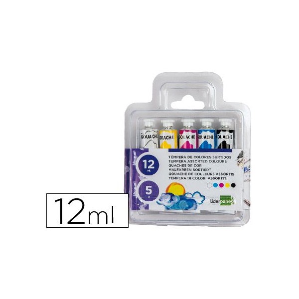 CAIXA ACRILICO C/ 5 TUBOS GUACHE "LP" 12ML (BK+C+M+Y+BRANCO)