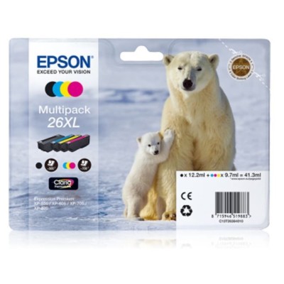 KIT 4 x TINTEIROS EPSON 26XL (BK/C/M/Y) ORIGINAL