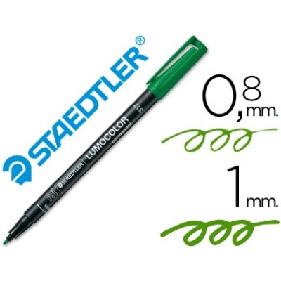 MARCADOR PERMANENTE ACETATO STAEDTLER LUMOCOLOR  1.0MM M VERDE