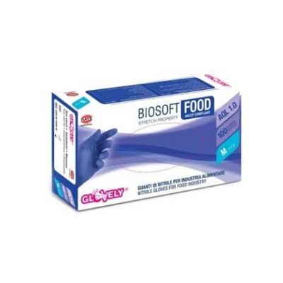 LUVAS NITRILO DESCARTAVEIS BIOSOFTFOOD  TAMANHO L AZUL  Cx100