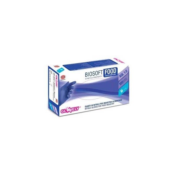 LUVAS NITRILO DESCARTAVEIS BIOSOFTFOOD  TAMANHO L AZUL  Cx100