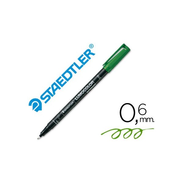 MARCADOR PERMANENTE ACETATO STAEDTLER LUMOCOLOR  0,6MM F VERDE