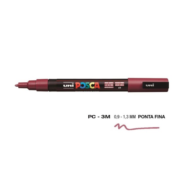 MARCADOR UNIBALL POSCA PC3M 0,9mm VINHO TINTO / BORDEAUX