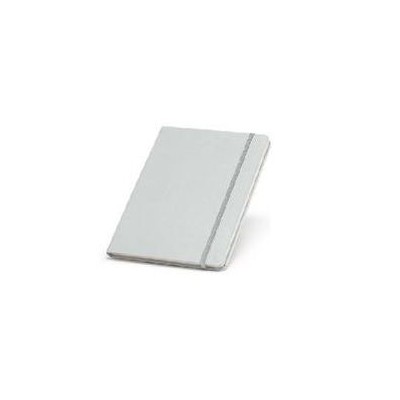 BLOCO NOTAS PAUTADO 215x145mm  116FLS CAPA SEMI PELE PRATA C/ELASTICO