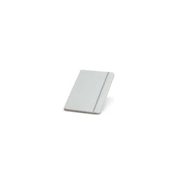 BLOCO NOTAS PAUTADO 215x145mm  116FLS CAPA SEMI PELE PRATA C/ELASTICO