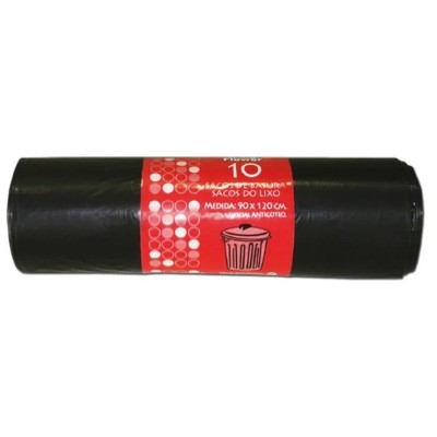 ROLO C/ 10 x SACOS LIXO PLASTICO PRETO 130LTS (90x120cm)