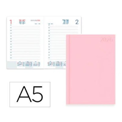 AGENDA ENCADERNADA DIARIA 2026 CORFU A5 15x21cm ROSA CLARO