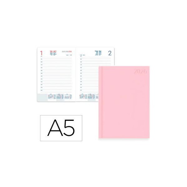 AGENDA ENCADERNADA DIARIA 2026 CORFU A5 15x21cm ROSA CLARO