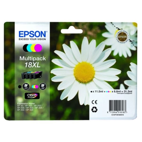 KIT 4 TINTEIROS EPSON 18XL (BK/C/M/Y) ORIGINAL