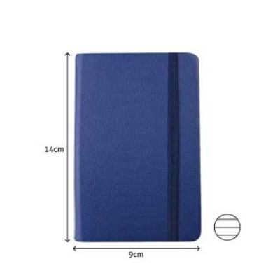 BLOCO NOTAS PAUTADO 140x90mm  116FLS CAPA SEMI PELE AZUL C/ELASTICO