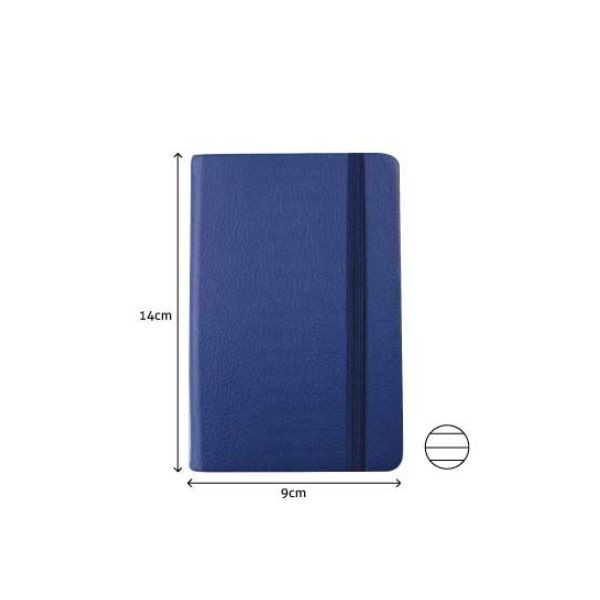 BLOCO NOTAS PAUTADO 140x90mm  116FLS CAPA SEMI PELE AZUL C/ELASTICO