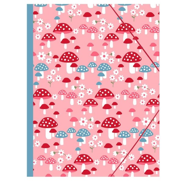 PASTA CARTAO ANCOR B´LOG PINK MUSHROOMS  C/ 3xABAS  A4 FOLIO C/ ELASTICOS 