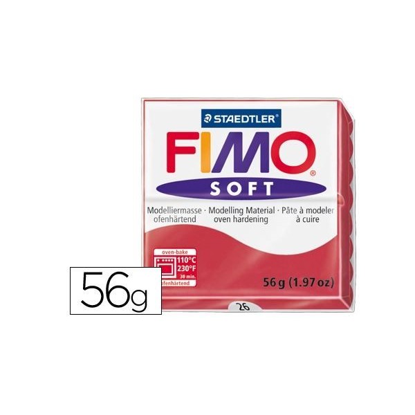 PASTA MODELAR FIMO SOFT 56/57gr. VERMELHO CEREJA 26