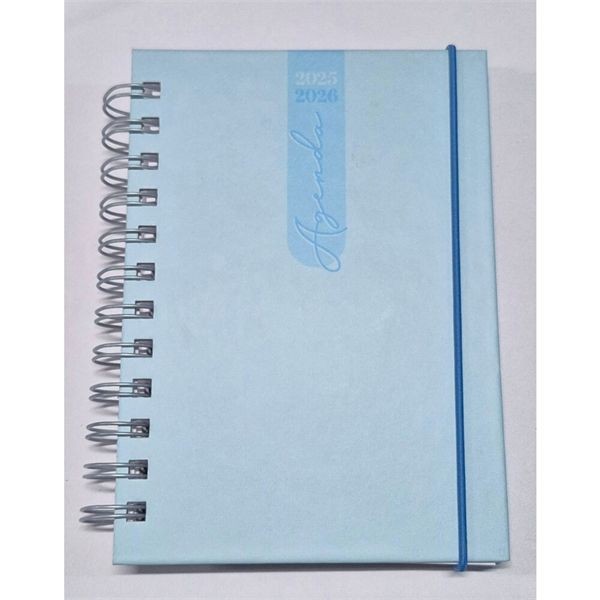 AGENDA ESCOLAR DIARIA EM ESPIRAL 2025/26 120x165MM 12 MESES PAIRO AZUL PASTEL C/ ELASTICO