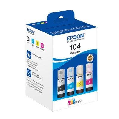 KIT 4 x TINTEIROS EPSON ECOTANK Nº104 BK/C/M/Y ORIGINAL