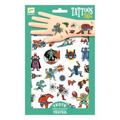 CONJUNTO DE 50 TATUAGENS EFEITO METALIZADO - HEROIS E VILOES