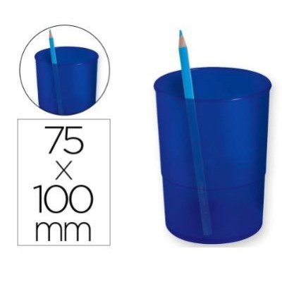 COPO SECRETARIA PORTA LAPIS/CANETAS PLASTICO AZUL TRANSPARENTE