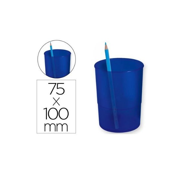COPO SECRETARIA PORTA LAPIS/CANETAS PLASTICO AZUL TRANSPARENTE