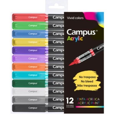 BLISTER C/ 12 x MARCADORES CAMPUS ACRYLIC PINCEL