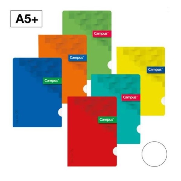 CADERNO AGRAFADO CAMPUS CAPA COLORIDA SORTIDAS PLASTIFICADA A5 48FLS 90gr. LISO