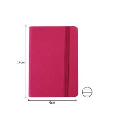 BLOCO NOTAS PAUTADO 140x90mm  116FLS CAPA SEMI PELE ROSA C/ELASTICO