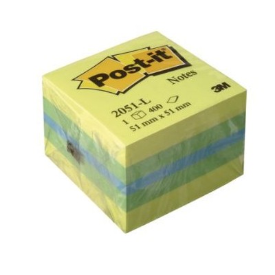 BLOCO CUBO 400 FLS Post-it® 2051-L 51x51mm COR LIMAO