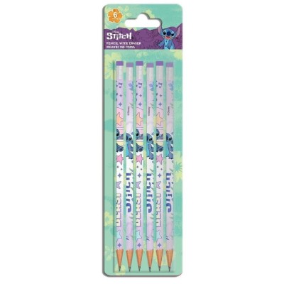 BLISTER C/ 6 x LAPIS CARVAO GRAFITE DISNEY STITCH 