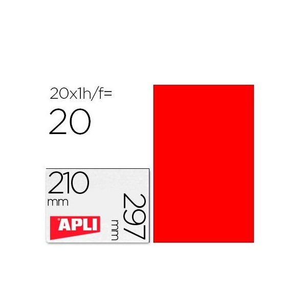 ETIQUETAS APLI LASER  A4 210x297mm VERMELHO 20FLS