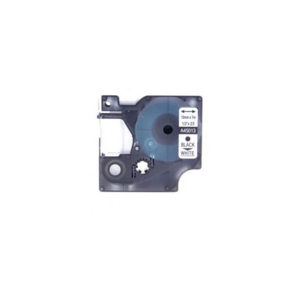 FITA COMPATIVEL C/ DYMO 45013 (S0720530) D1 12MMX7MT PRETO/BRANCO