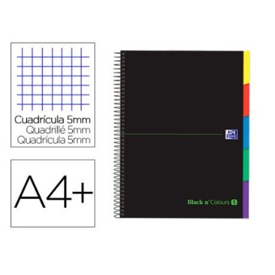 CADERNO AGRAFADO CAPA DURA OXFORD E BOOK 5 A4 100FLS 90gr. C/ 5 SEP.  QUADRICULADO PRETO