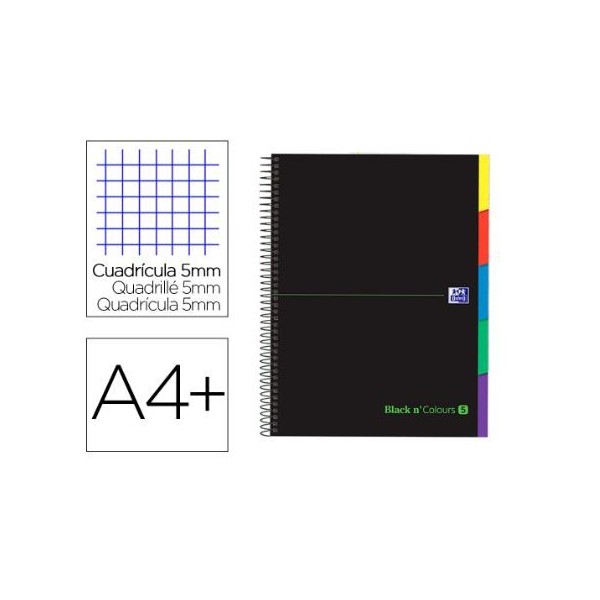 CADERNO AGRAFADO CAPA DURA OXFORD E BOOK 5 A4 100FLS 90gr. C/ 5 SEP.  QUADRICULADO PRETO