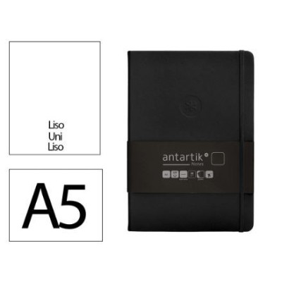 BLOCO NOTAS LISO A5  100FLS 80gr. CAPA SEMI PELE PRETO C/ELASTICO