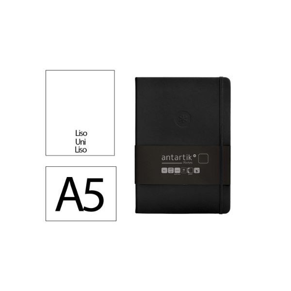 BLOCO NOTAS LISO A5  100FLS 80gr. CAPA SEMI PELE PRETO C/ELASTICO