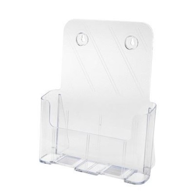 SUPORTE PAREDE EXPOSITOR / PORTA-FOLHETOS ACRILICO A4 235x95x273mm TRANSPARENTE