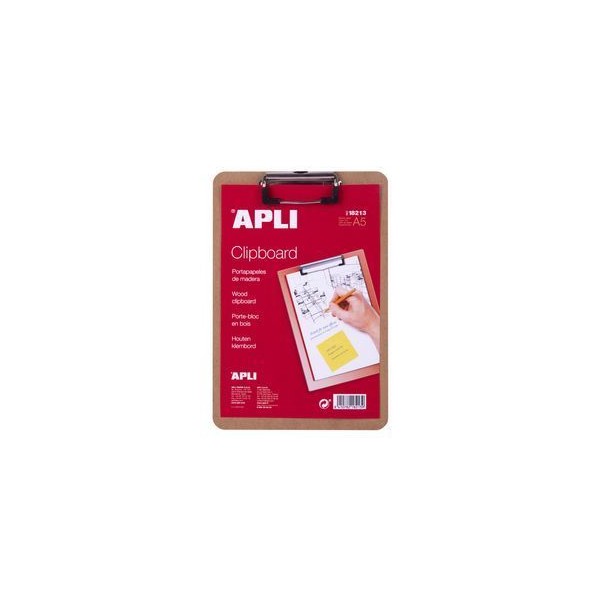 CLIP BOARD (PRANCHETA) MADEIRA  APLI A5 C/ ALAVANCA E CALCADOR