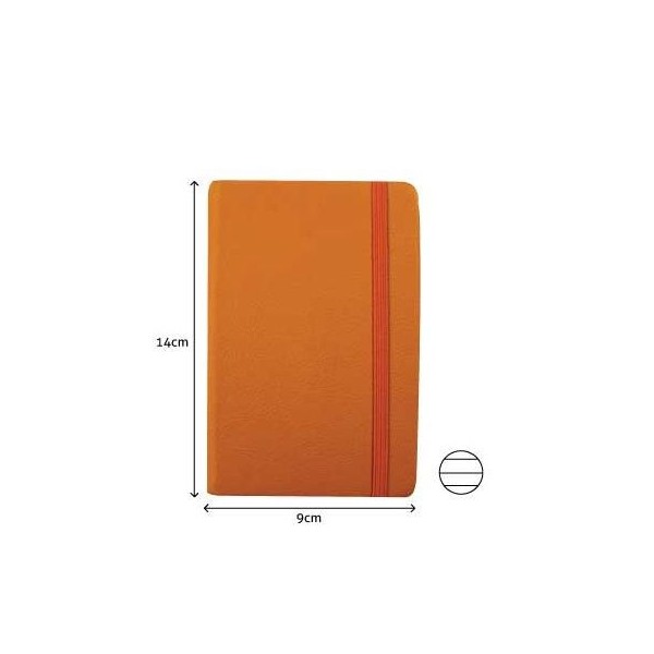 BLOCO NOTAS PAUTADO 140x90mm  116FLS CAPA SEMI PELE AMARELO  C/ELASTICO