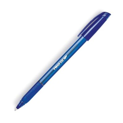 CANETA ESFEROGRAFICA PLUS OFFICE TRIO C/ PEGA EM BORRACHA MEDIA 1.0mm AZUL