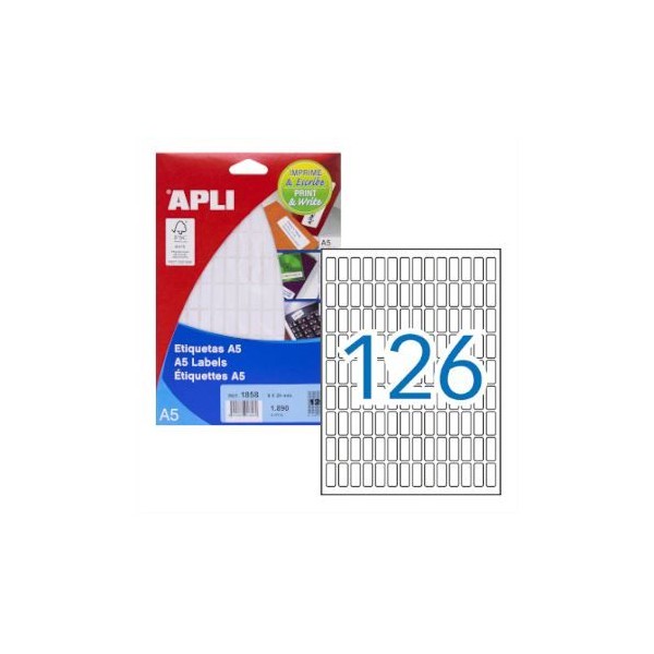 ETIQUETAS APLI 8x20mm  A5 15FLS x 126 ETIQ