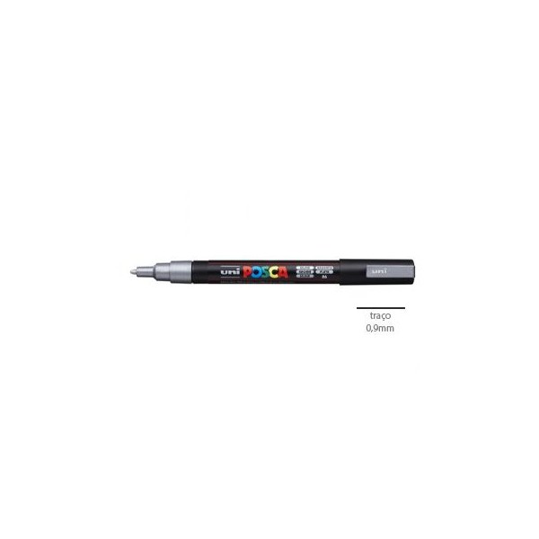 MARCADOR UNIBALL POSCA PC3M 0,9mm PRATA