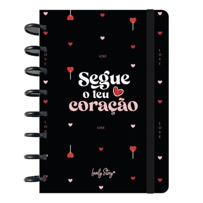 CADERNO INTELIGENTE A5 PAUTADO LOVELY STORY "SEGUE O TEU CORACAO"