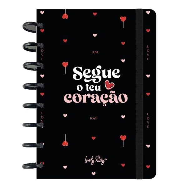 CADERNO INTELIGENTE A5 PAUTADO LOVELY STORY "SEGUE O TEU CORACAO"