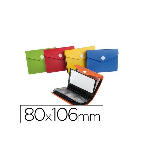 PORTA-CARTOES PLASTICO 80x106mm CAP. 40 CARTOES - CORES SORTIDAS